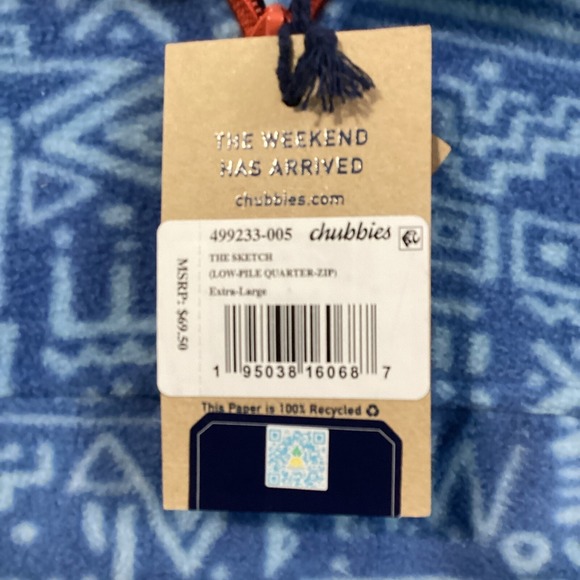 NWT Chubbies 1/4 Zip Fleece Men Sz XL The Sketch Blue Abstract Geo Sweatshirt - Picture 6 of 9